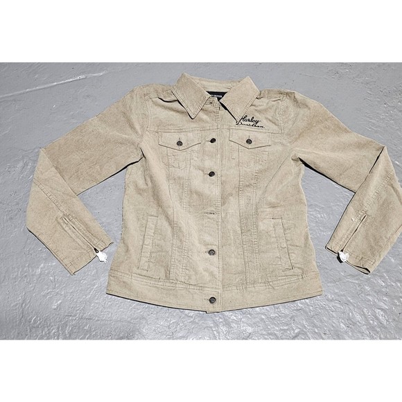 New Harley Davidson Women's Transcendent Corduroy Jacket Silver Sage Size SMALL - Picture 3 of 12